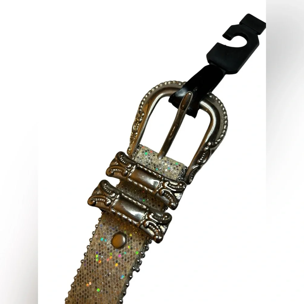 Y2K Silver Rhinestone Western Belt Millennial Diva 2000s Low Rise Glam McBling S